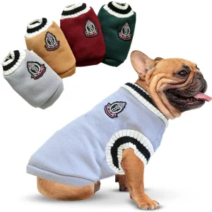Colete Suéter Canino V-Neck – Estilo Preppy – Vestuário de Inverno para Cães e Gatos