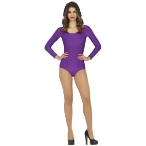 Fato de Body Lilás Manga Comprida para mulher