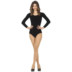 Fato de Body Preto Manga Comprida para mulher
