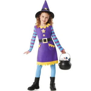 Fato de Bruxa Lilás Estrelas para Menina