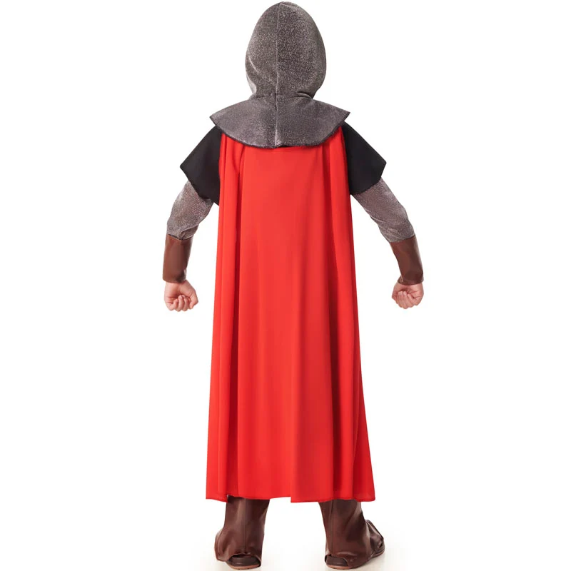 Fato de Cavaleiro medieval preto com capa para crianças - Image 4
