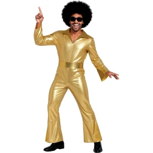 Fato de Disco Cowboy dourado para homem
