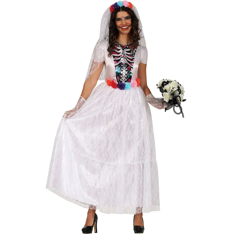 Fato de Noiva Caveira Catrina para mulher - Image 2