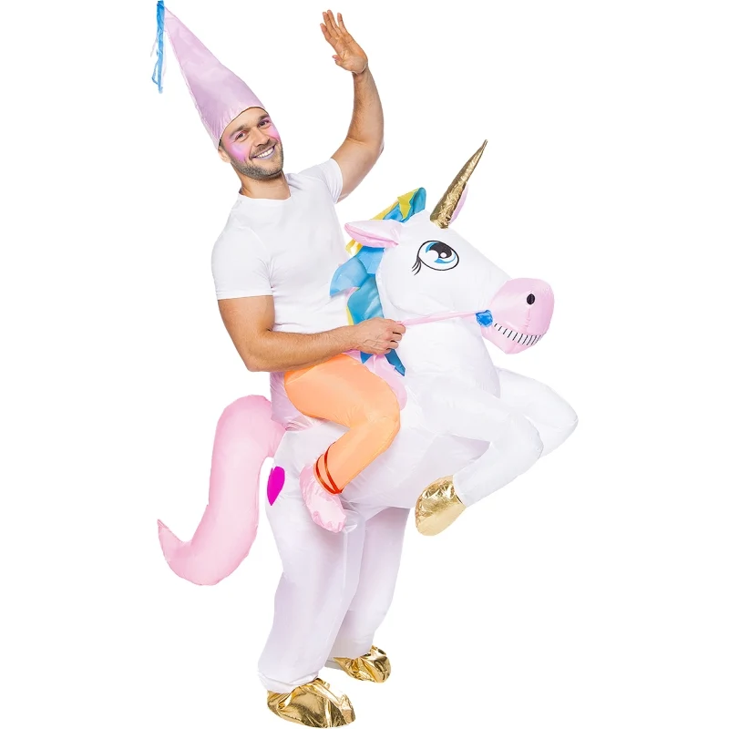 Fato de Unicórnio insuflável aos ombros adulto unisexo