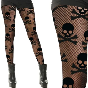 Collants de rede com caveiras